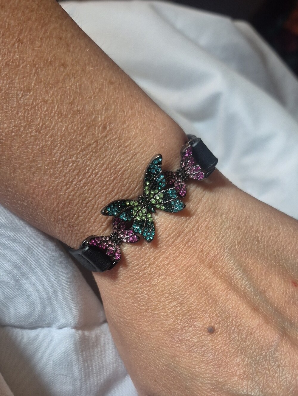 Betsy Johnson Multicolor Crystal Butterfly Bracelet